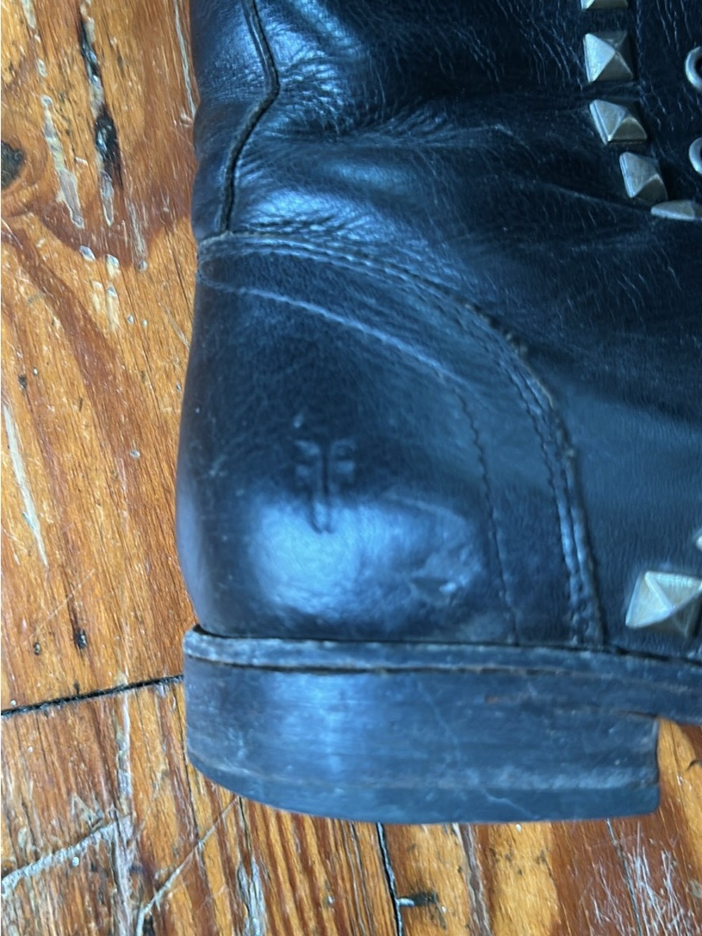 Frye Black Studded Combat Boots 9 - Picture 2 of 4
